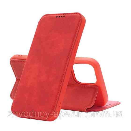 Чехол книжка iPhone 12 Pro кожаный (красный) Одесса
