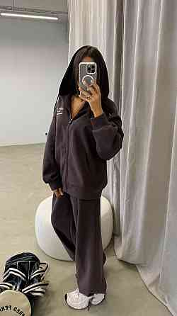 Жіночий прогулянковий костюм-двійка: кофта та штани з турецької двонитки Шоколад, 42/44 Одеса