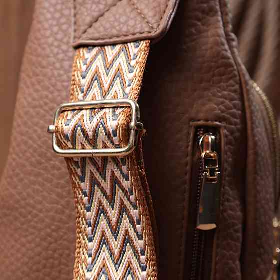 Практична жіноча сумка з однією лямкою через плече з великозернистої екошкіри Коричневий (Vintage) Київ