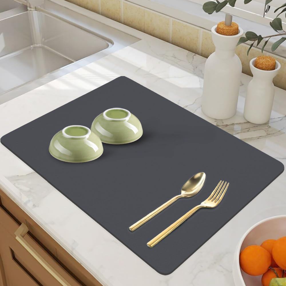 Супер поглинаючий килимок нековзний для сушіння посуду суперабсорбуючий 29*39см чорний Вінниця - фото 2