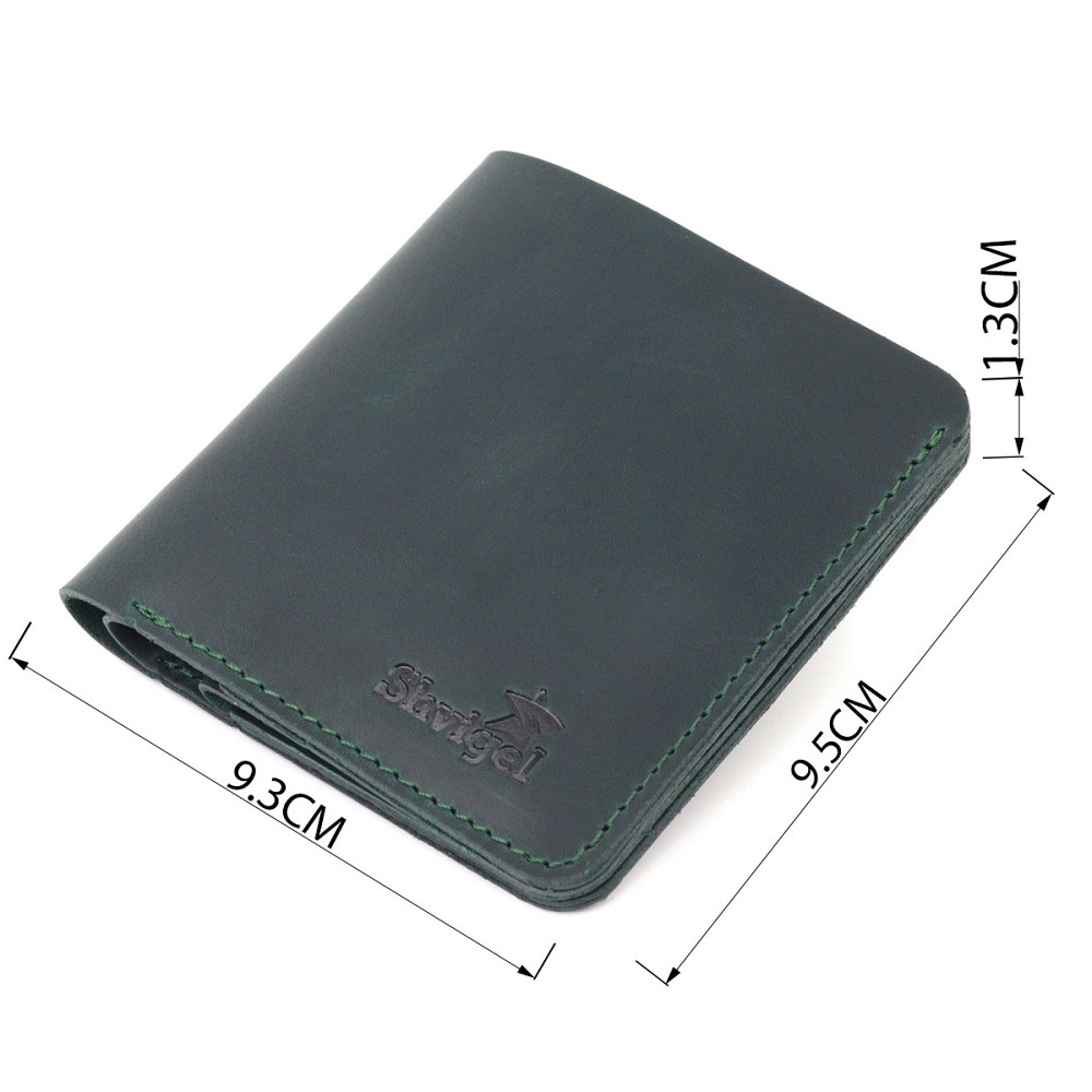 Невелике вінтажне шкіряне портмоне Shvigel 16603 Зелений Київ - фото 3