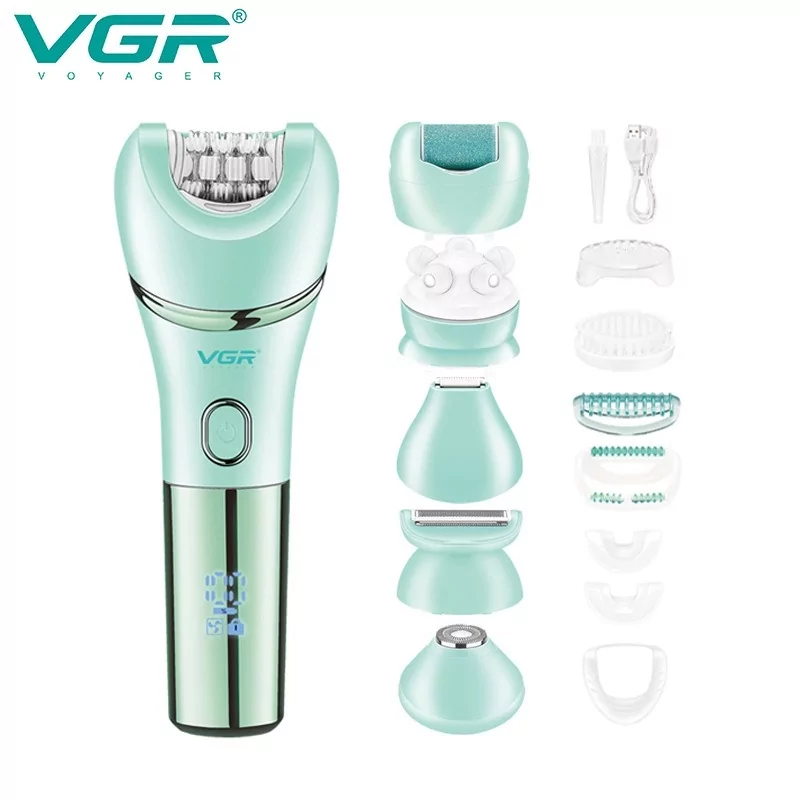 Епілятор жіночий VGR V-756 (7 насадок) вологозахист Зелений Вінниця - фото 3