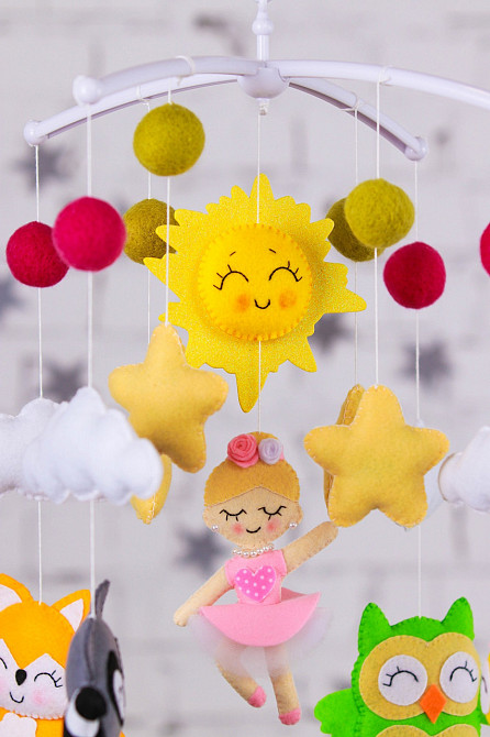 Дитячий музичний мобіль на ліжечко для немовлят WooolyWool «Балеринка» з 35 мелодіями (М015) Київ - фото 2