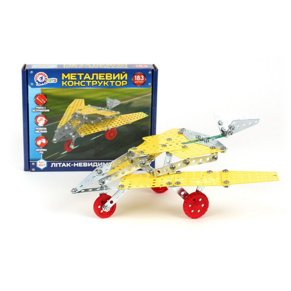 Дитячий Конструктор металевий "Літак-невидимка" ТехноК 4869TXK, 183 деталі Вінниця - фото 3