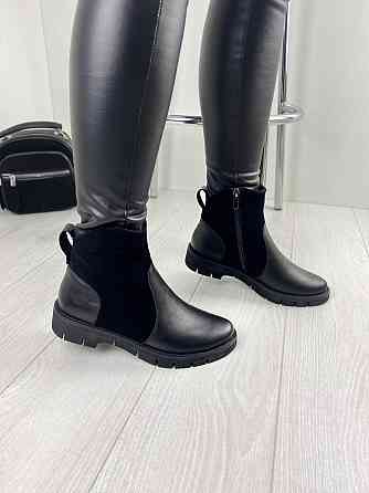 Жіночі черевики 21772 чорні шкіра+замша натуральна висота 11см (38р.39р.40р.) (1211) Коломия