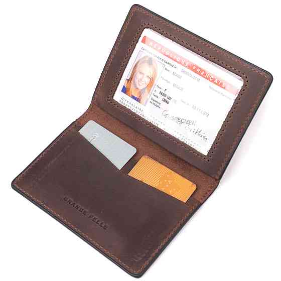 Надійна обкладинка з вінтажної шкіри на військовий квиток Тризуб ЗСУ GRANDE PELLE 16752 Коричнева Київ