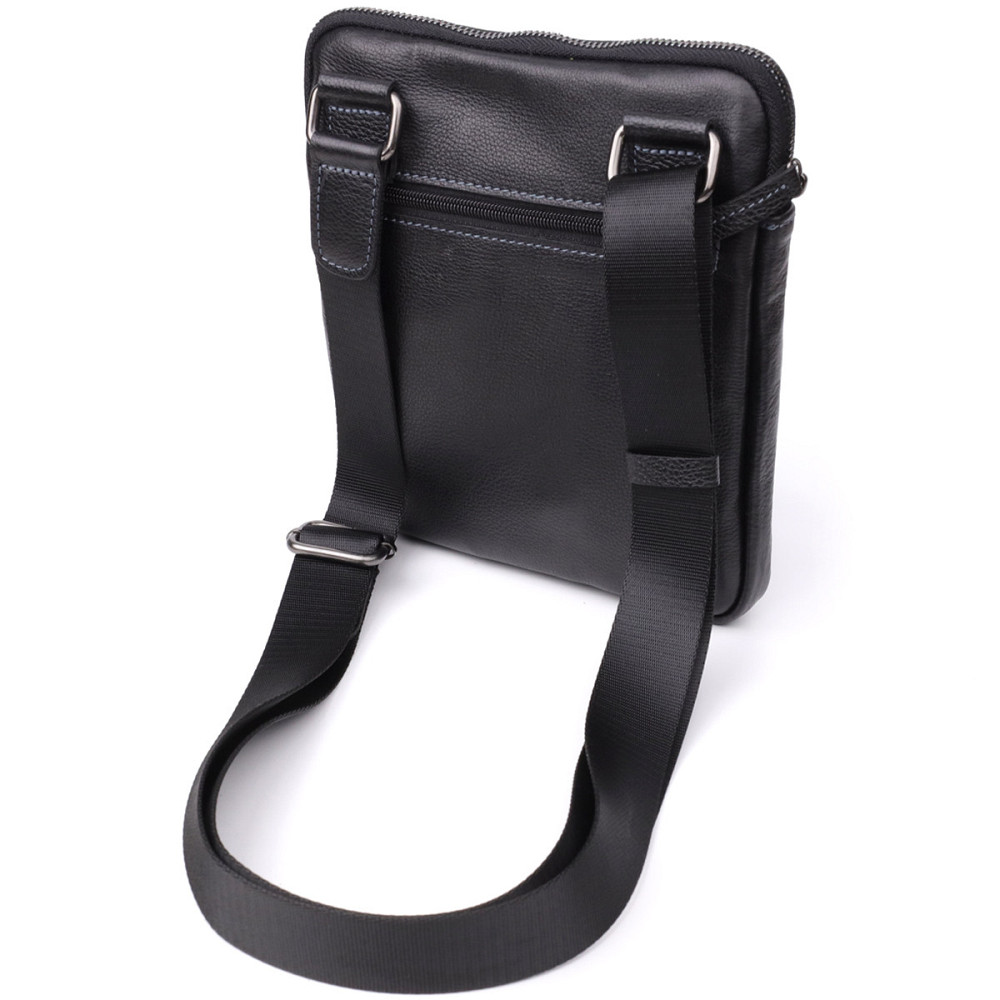Сумка на плечо для мужчин из прочной зернистой кожи Shvigel 23152 Черный Киев - изображение 10