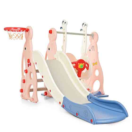 Дитяча гірка-гойдалка WM19020-8 кільце баскетбольне Вінниця