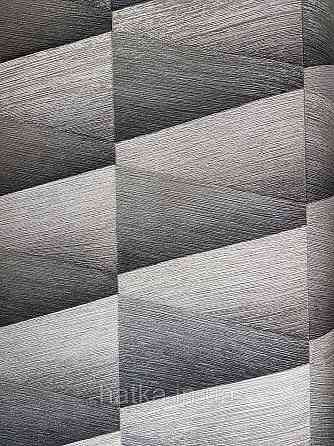 Шпалери вінілові на флізелін Rasch Composition 0,53х10 геометрія смуги фігури чорні сірі металік 3д Київ