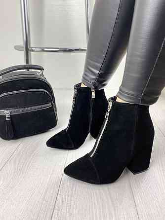 Замшеві черевики жіночі демісезонні весна-осінь чорні на стійкому каблуці р. 36, 37 2726 36 Коломия