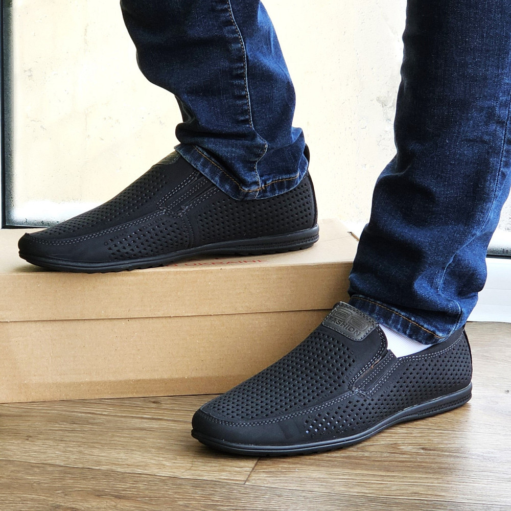 Мужские Мокасины Летние Кроссовки Сеточка Туфли Черные (размеры: 41,43,44,45) Видео Обзор - 447-1 Днепр - изображение 1