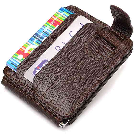 Фактурний затискач для грошей з натуральної шкіри з тисненням CANPELLINI 21940 Коричневий Київ