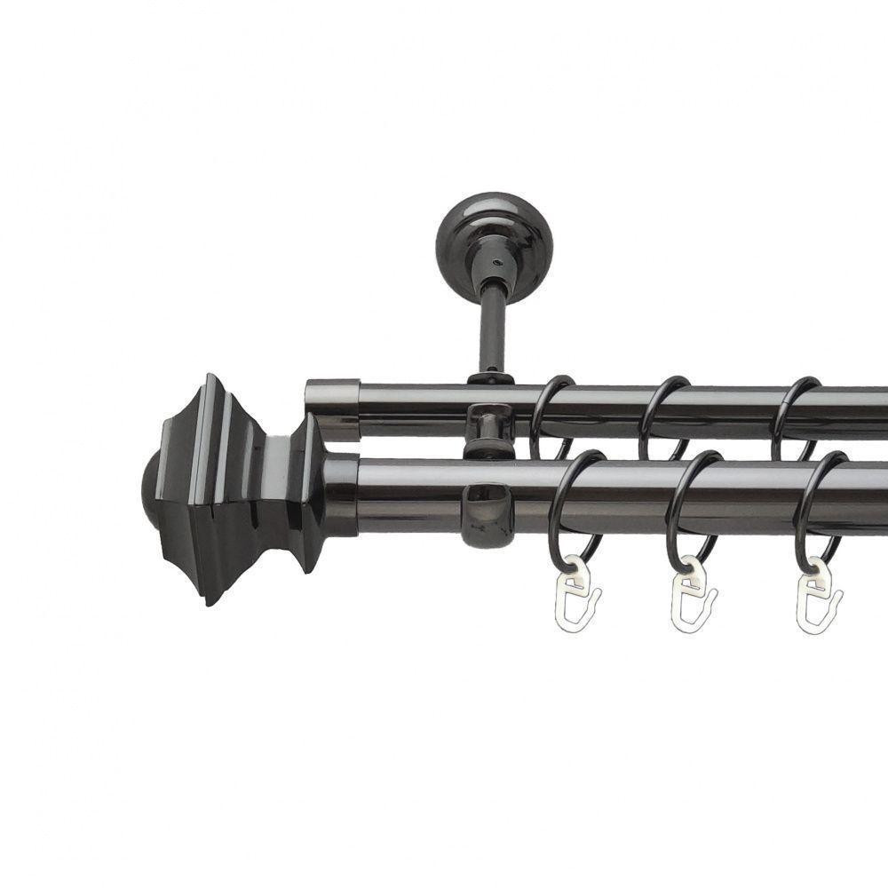 Карниз Orvit Борджеза металевий дворядний відкритий гладка труба кільце металеве Онікс 25\16 мм 160 см Львов - изображение 1