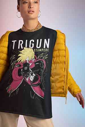 Футболка для мальчика аниме Тригун Васх Стампеде Моон оверсайз (рост от 165 до 180 ) Черний AnimeJ1125m Днепр