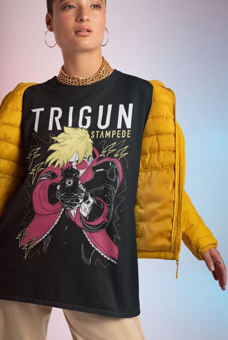 Футболка для хлопчика з аніме принтом Трігун Васх Стампеде Моон оверсайз (зріст від 165 до 180) Чорний AnimeJ1125m Дніпро - фото 4
