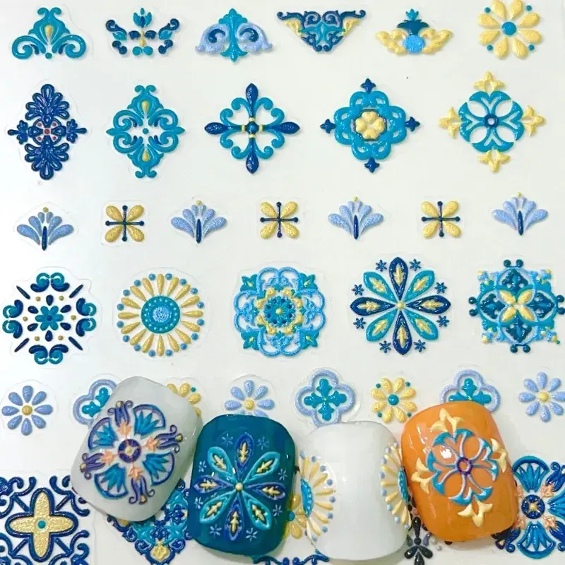 5D наклейки для ногтей с орнаментом и цветами, стиль бохо — 1 лист Киев - изображение 1