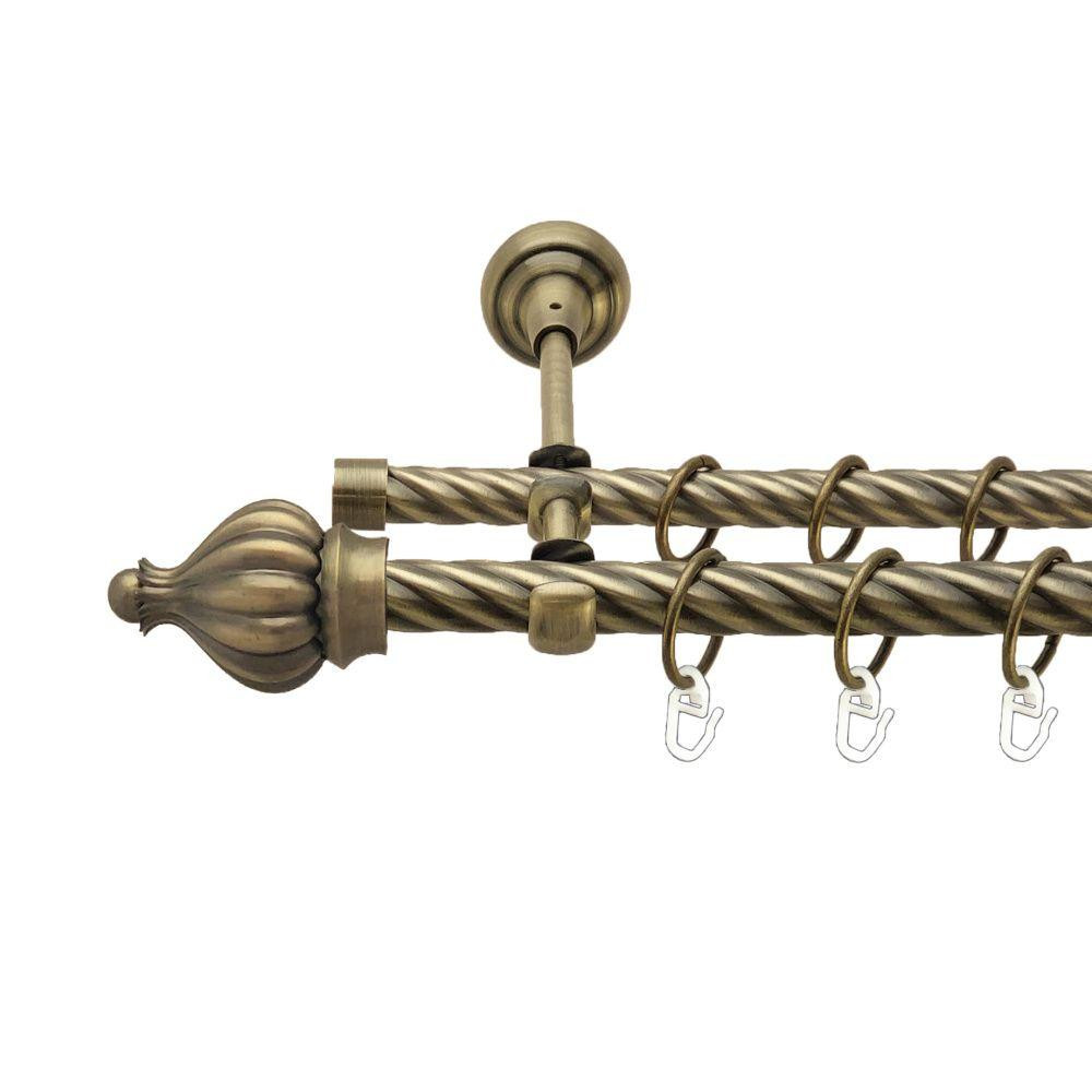 Карниз Orvit Таджа металевий дворядний відкритий скручена труба кільце металеве Антик 19\16 мм 200 см Львов - изображение 1