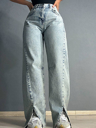 Джинси жіночі It’s Basic 3055 LOOSE FIT прямі з розрізами попереду блакитні, блакитний, 34, 34, 70 с Одеса - фото 7