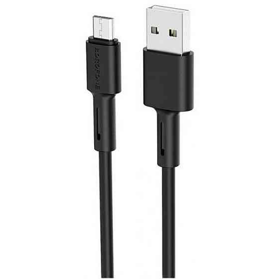 Кабель BOROFONE BX31 USB - Micro 2.4A, 1m, силіконовий, TPE конектори, колір чорний BX31MB Одеса