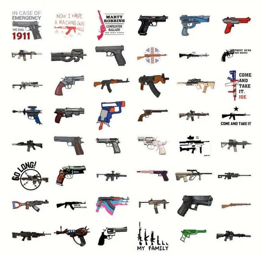 Наклейки, стікери зброя. Водонепроникні вінілові наклейки, стікерпак, наліпки військова тематика, на Київ - фото 2