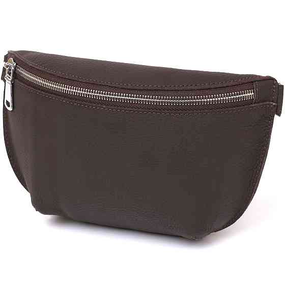 Шкіряна матова бананка Shvigel 16381 Коричневий Київ