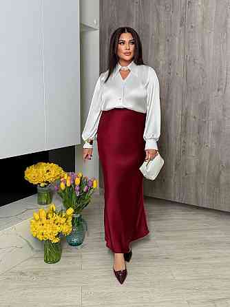 Женская стильная блуза свободного кроя с вшитым воротником-чокером на пуговицах итальянский шелк Одесса