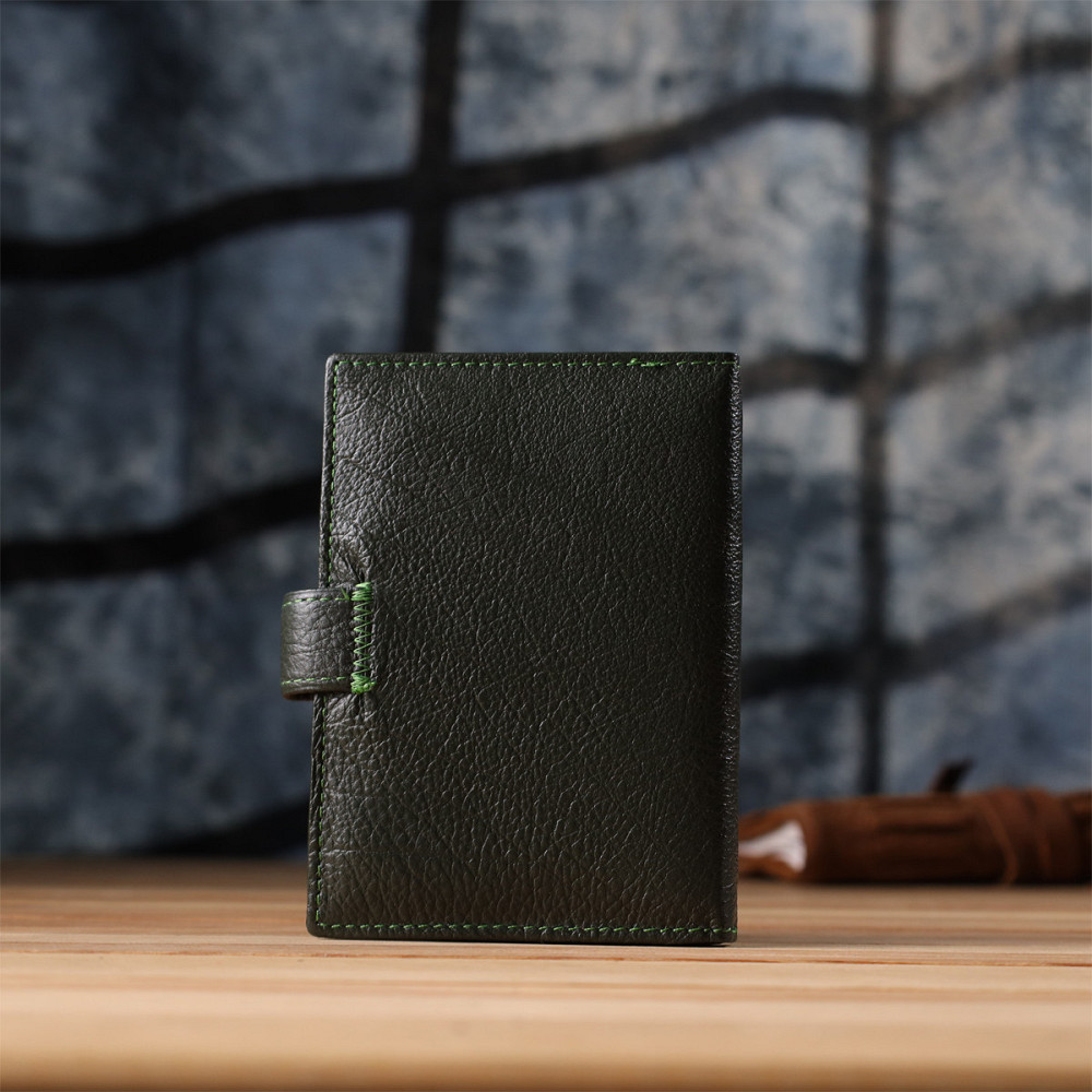 Шкіряна обкладинка на документи унісекс зелена (ST Leather) Київ - фото 11