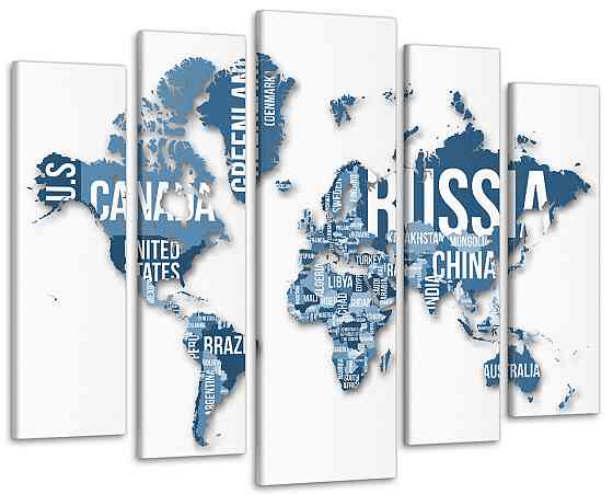 Модульная картина Карта мира Art-325_5 ( 80х118см ) 105x150 см Киев