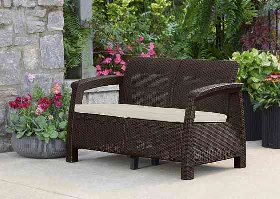 Диван пластиковий садовий Keter Corfu II Love seat, коричневий Київ