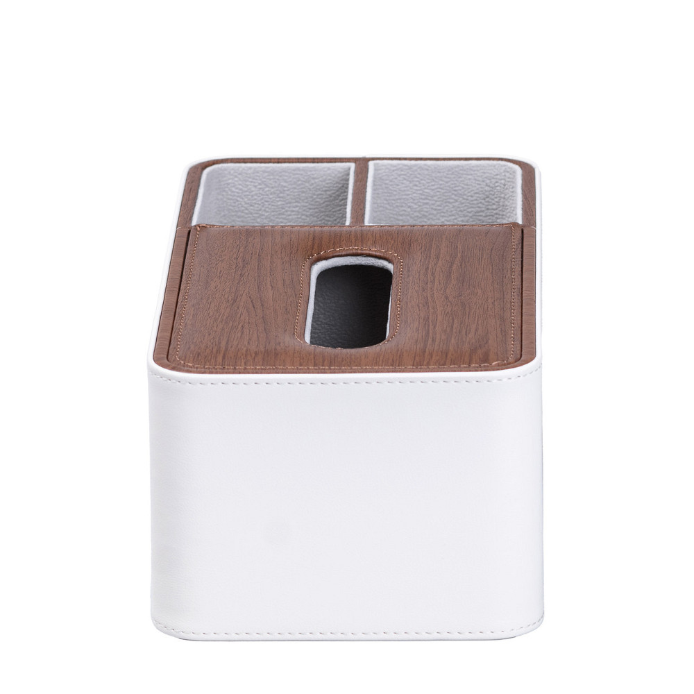 Серветниця-органайзер з еко-шкіри 3 відділення 26.5*14*9.5 см Білий з коричневим HP9290 Коломия - фото 4