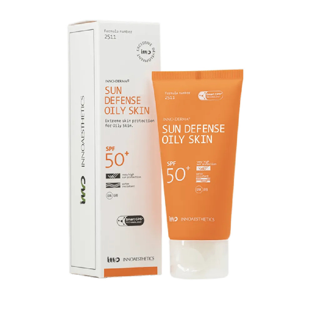 Солнцезащитный крем SUN DEFENSE OILY SKIN SPF 50+ с матирующим эффектом для жирной кожи Innoaesthetics 60 г Киев - изображение 1