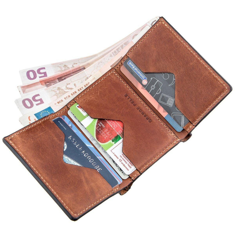 Строгое портмоне унисекс на магните GRANDE PELLE 11205 Коричневое Киев - изображение 2