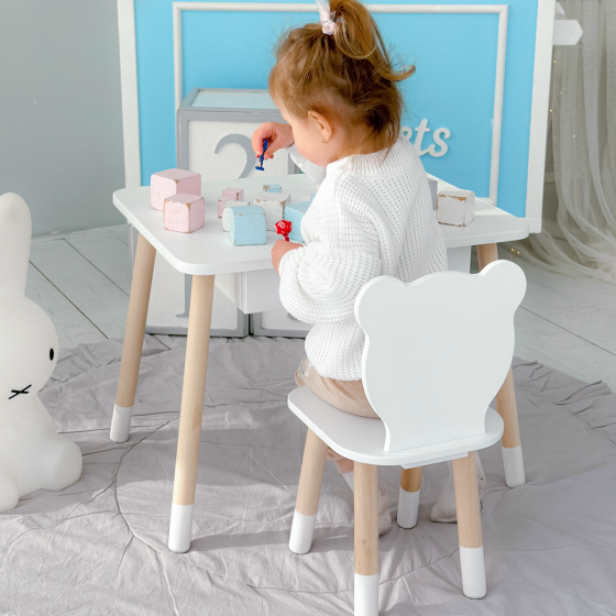 Детский столик с ящиком и стульчик, белый Киев