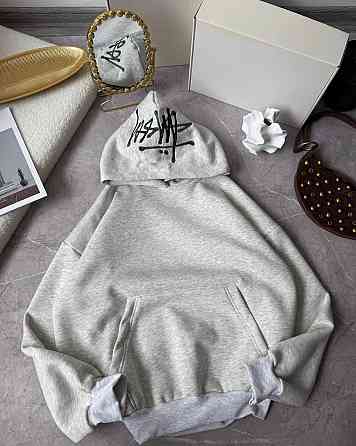 Женское теплое оверсайз худи с капюшоном и карманом кенгуру турецкая трехнить на флисе Одесса