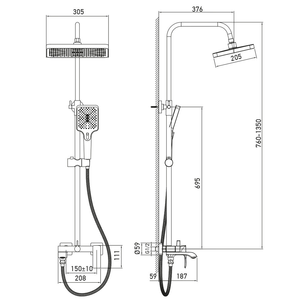 Душова колона зі змішувачем Haiba Monaco 009-J (HB9654) Київ - фото 6