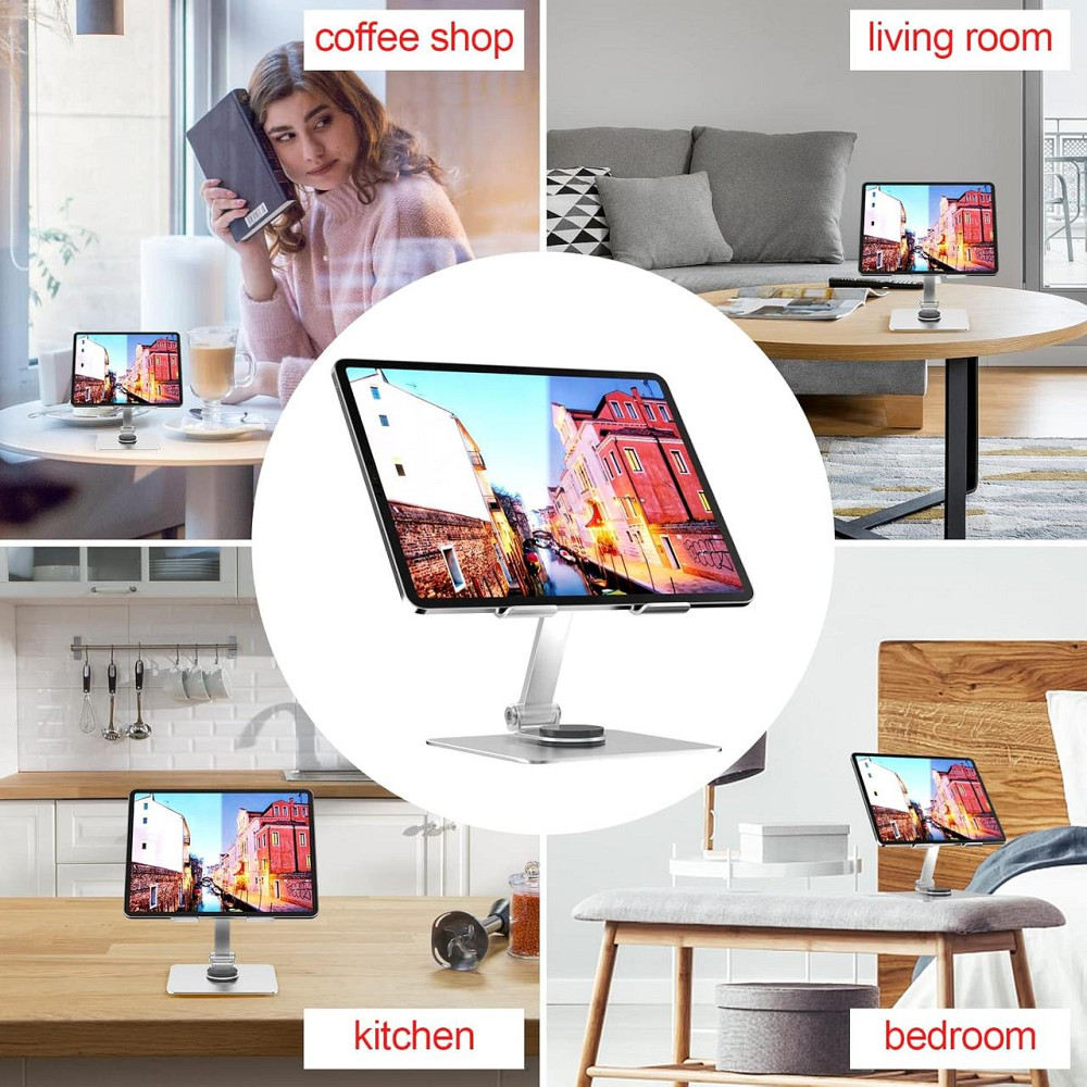 Держатель для планшета Firschoie bg-087 Серебристый алюминиевый складной регулируемый 4–12.9