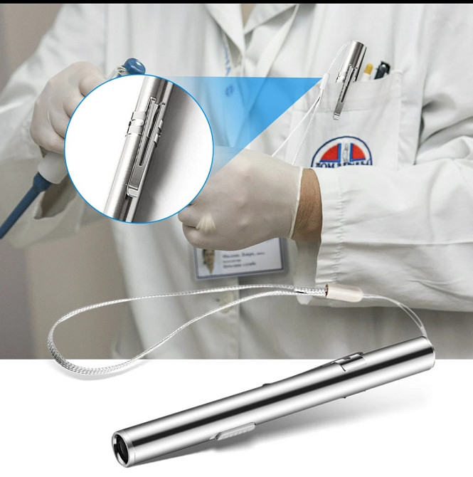 Фонарик в виде ручки на акумуляторе USB 13 на 1.5 см серый Киев - изображение 3