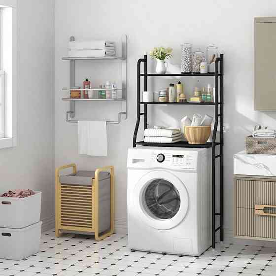 Стелаж для зберігання над пральною машиною, LAUNDRY RACK TW-106, Чорний / Полиця над унітазом / Полиця стелаж у ванну Київ