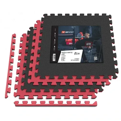 Мат-пазл товщиною 2 см - 4 частин. Hop- Sport A020 червоно-чорний Київ