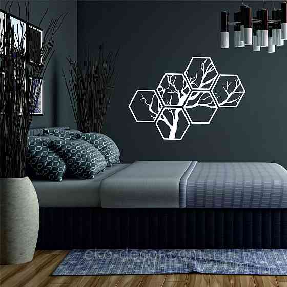 Декоративное настенное Панно «Дерево», Декор на стену 150*106 см, Белый, Ручная работа Киев