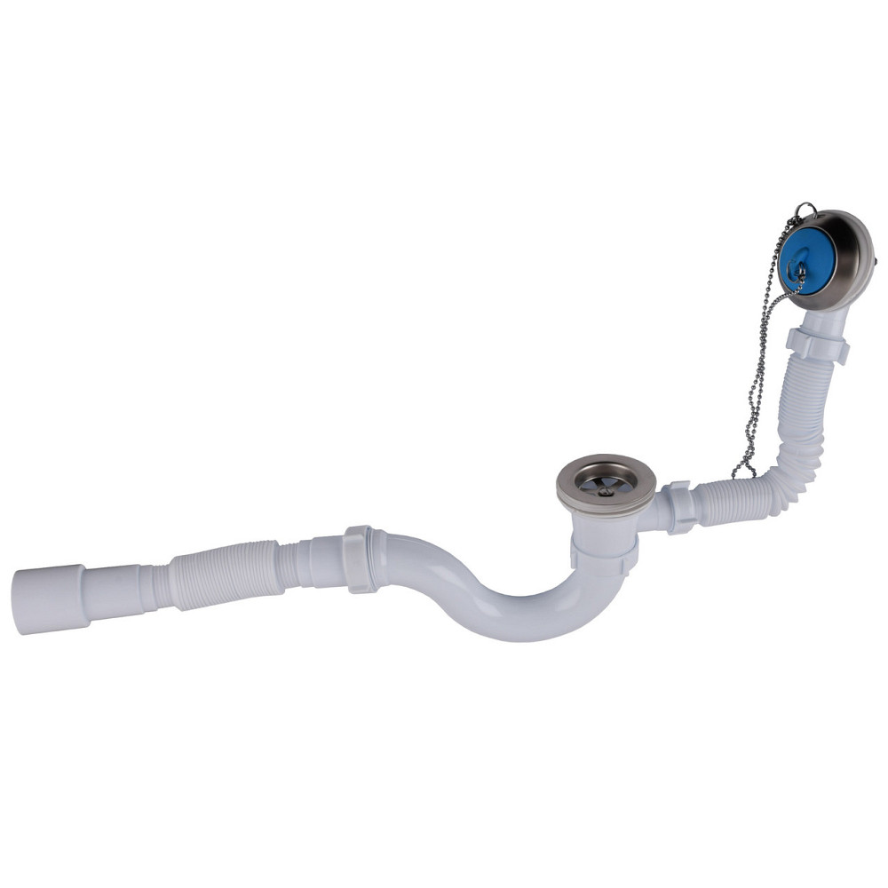 Сифон OPTIMUM для ванни прямоточний з випуском 1 1/2″, перел та гофротрубою 40*40/50 OPTI-26133 (000029706) Київ - фото 1