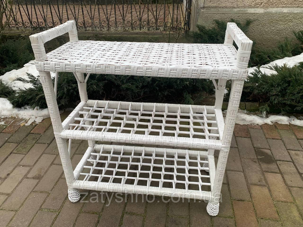 Этажерка для обуви, белая, плетеная на 3 полки Киев - изображение 5