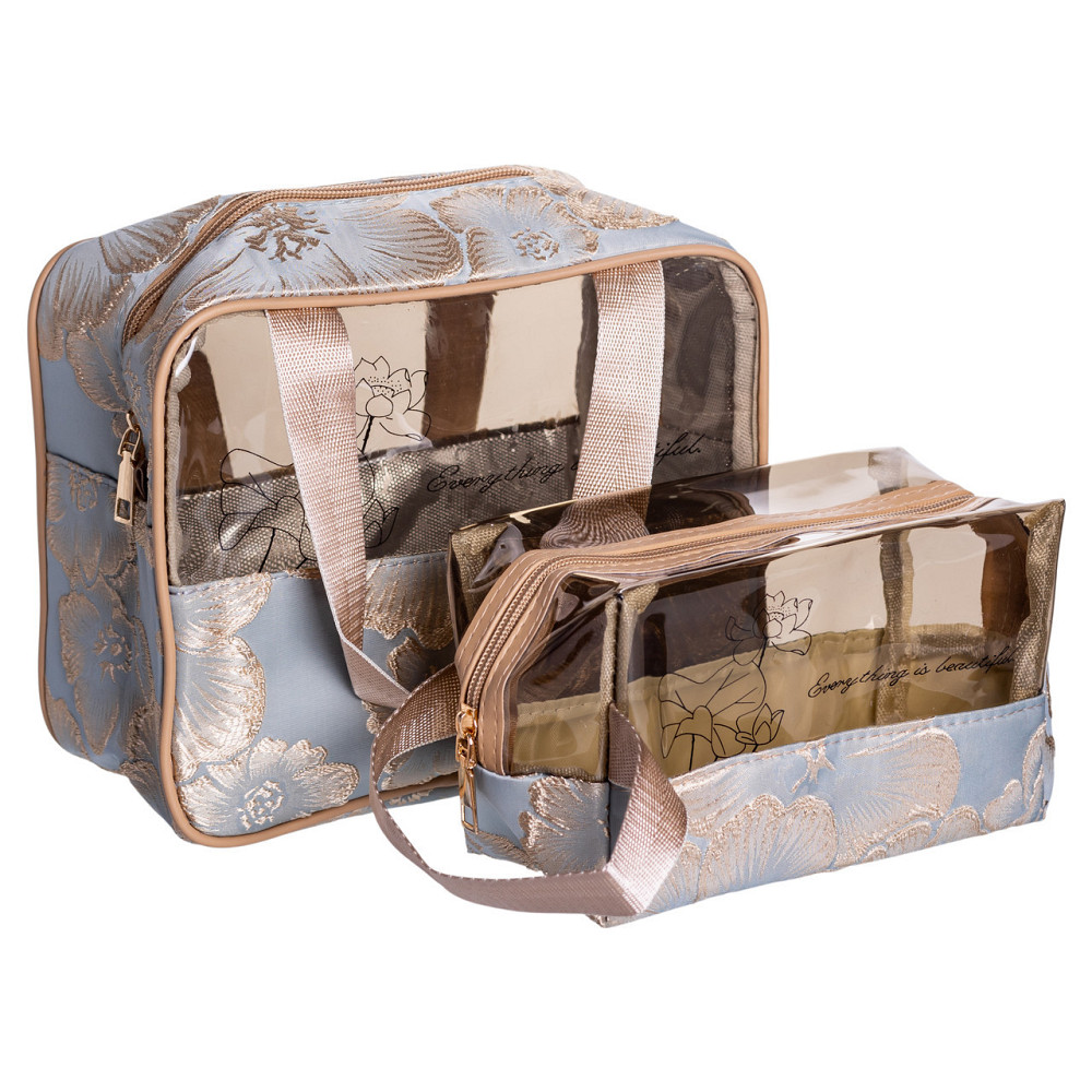 Набір прозорих жіночих косметичок для дому 2 (шт) дорожня косметичка в сумку для косметики, макіяжу, ліків, пензлів Блакитний Київ - фото 1