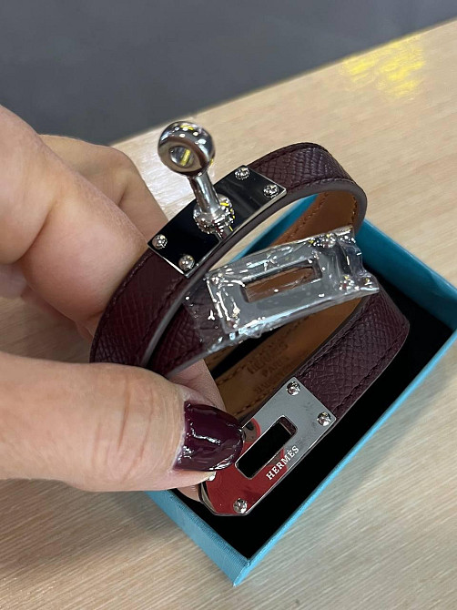 Кожаный браслет Hermes на два оборота цвет бордо | Наматывающийся браслет на руку | Браслет Hermes Одесса - изображение 4