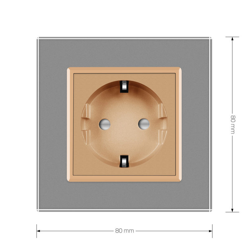 LIVOLO Електрична розетка з заземленням LIVOLO, золота з сірою рамкою, шторки, скло, 250В 16А ( Коломия - фото 6