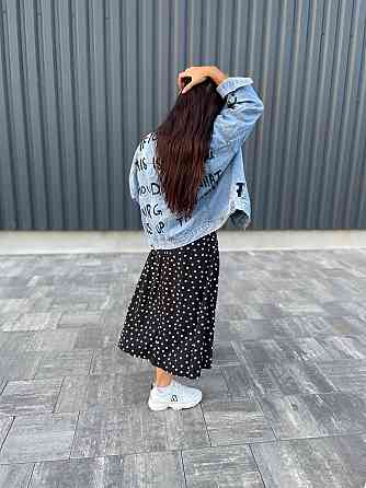 Джинсовая куртка женская оверсайз с надписью р 42-48 Харьков