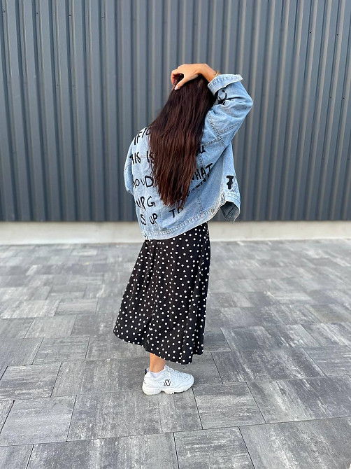 Джинсовая куртка женская оверсайз с надписью р 42-48 Харьков - изображение 4