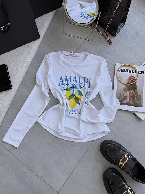 Жіночий повсякденний лонгслів із мікродайвінгу з малюнком Білий, 50/52 Одеса - фото 4