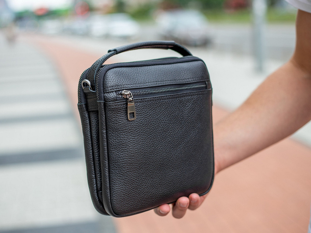 Чоловіча чорна шкіряна сумка-месенджер Bexhill Київ - фото 10