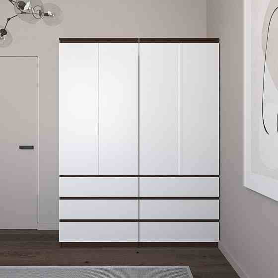 Шафа для одягу VAYS зі штангою та полицями, 6 шухляд, комплект з 2 шаф R9+R16 Венге Темний-Білий фасад Львів